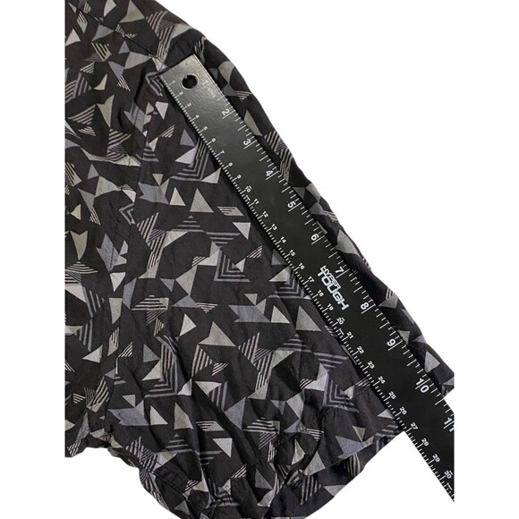 Alfani Shirt Mens Large Black Grey Geometric Button Up Short Sleeve Casual - Picture 7 of 10